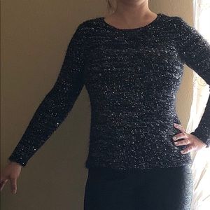 Shine   warm  black and white with beads sweater